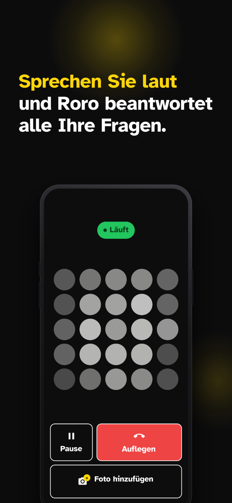 Roro-App — Sprachgespräch läuft