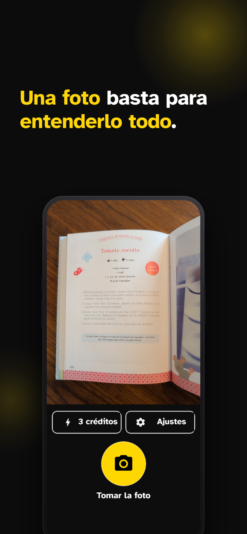 App Roro — pantalla de cámara para fotografiar un documento
