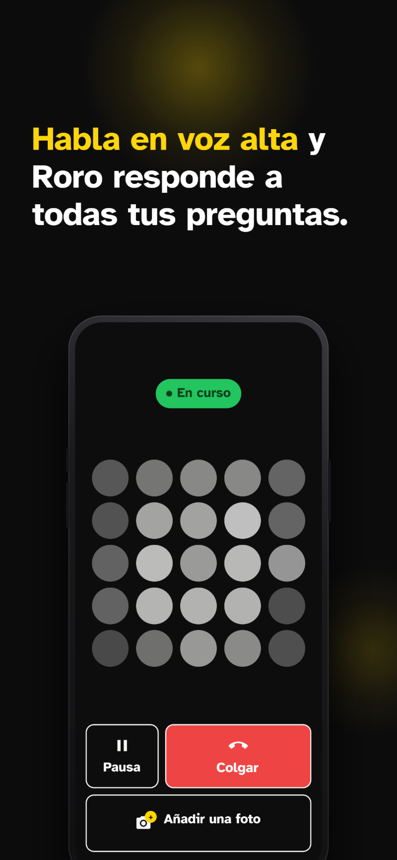 App Roro — conversación de voz en curso