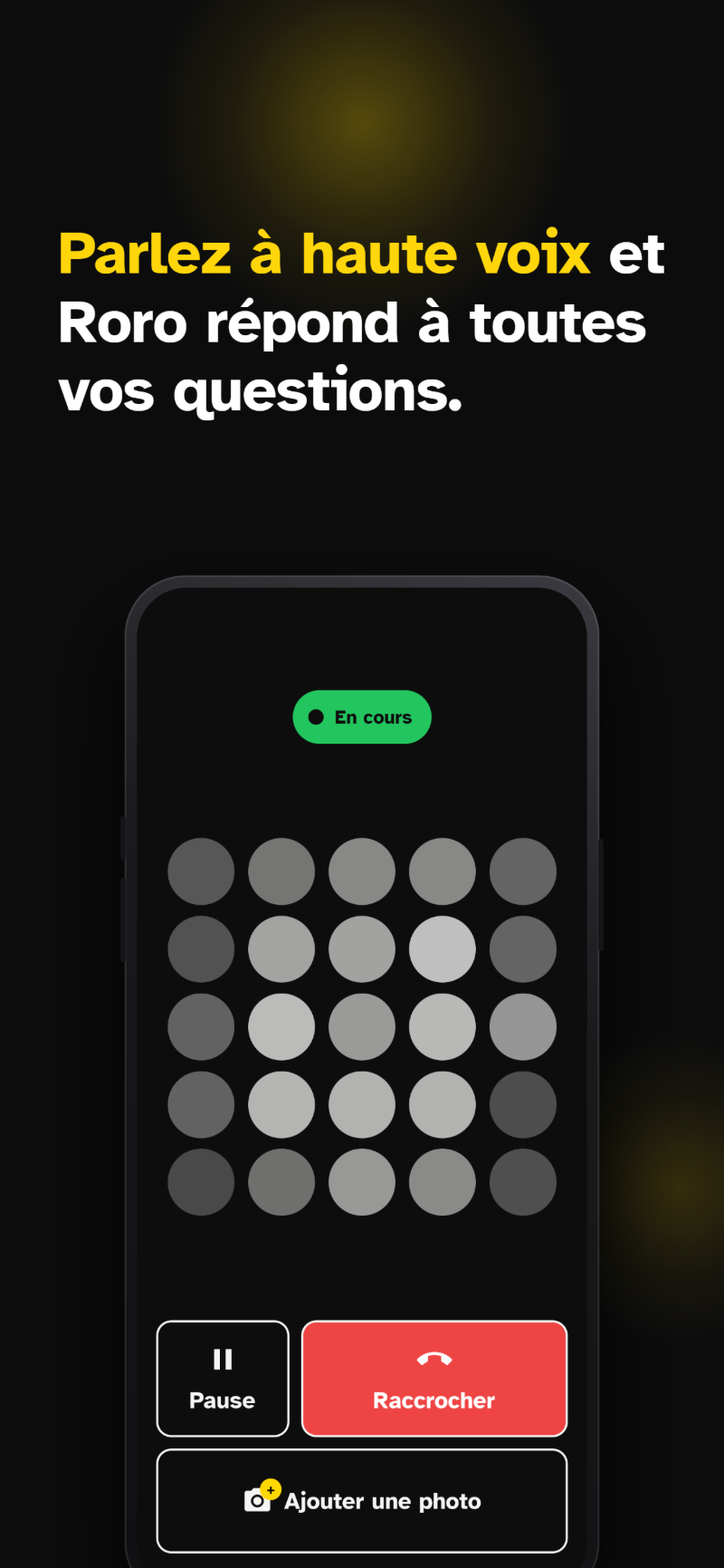 Application Roro — écran conversation en cours