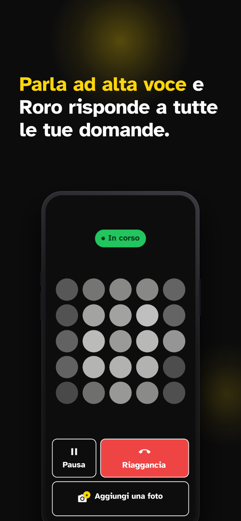 App Roro: conversazione vocale in corso