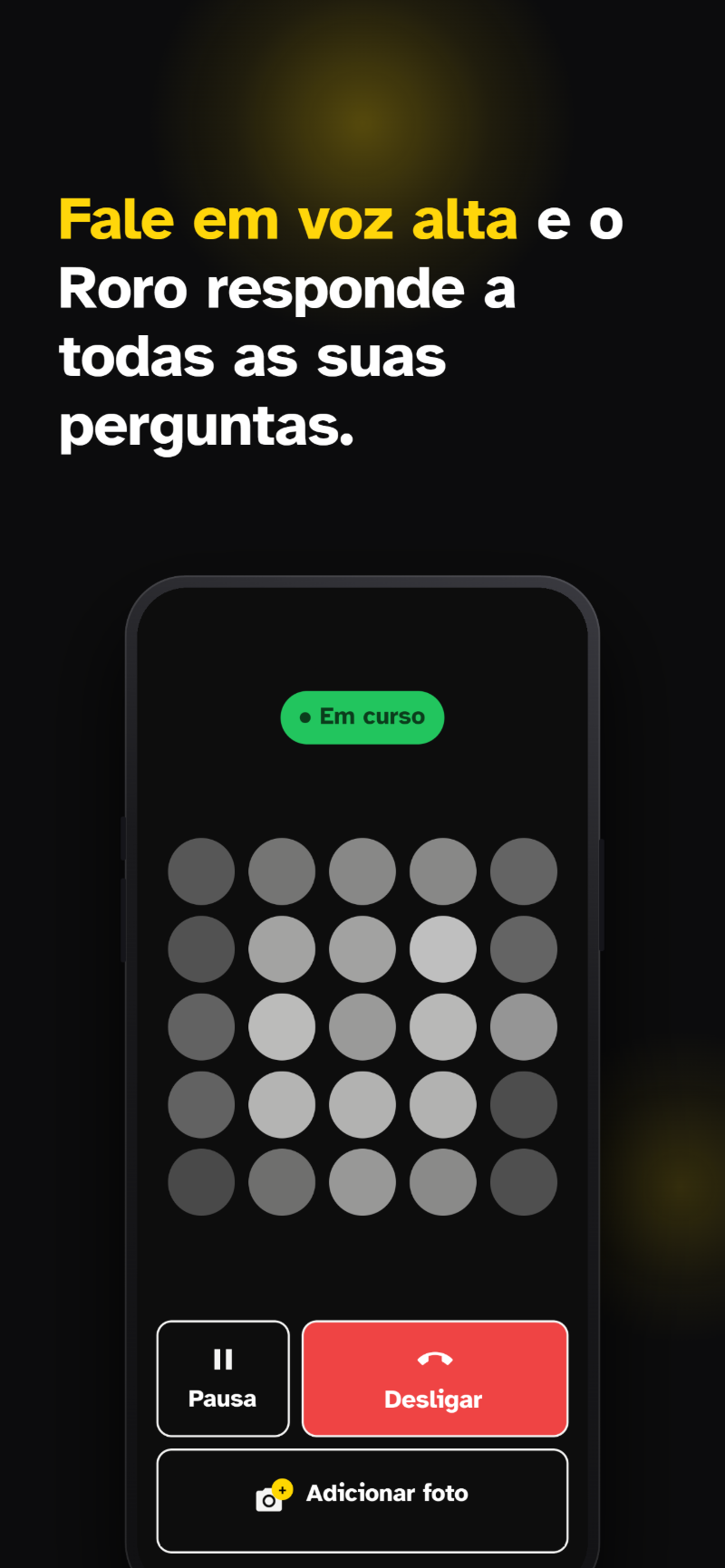 App Roro — conversa de voz em curso